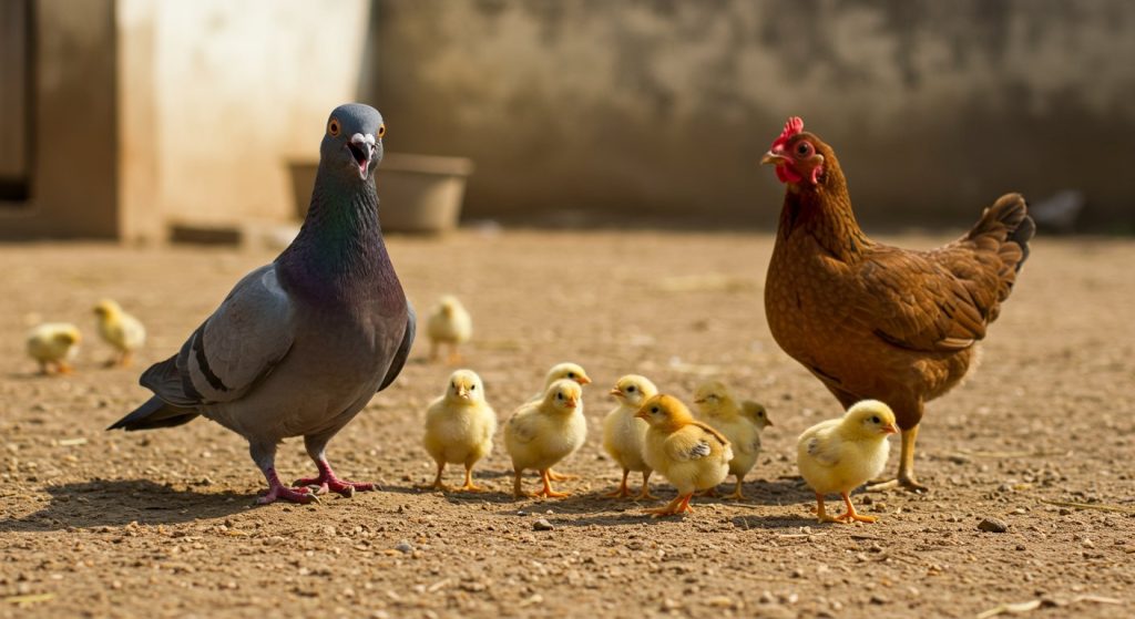 Pigeon Mistook Hen for Wife; Everyone Was Stunned When It Saw the Chicks!