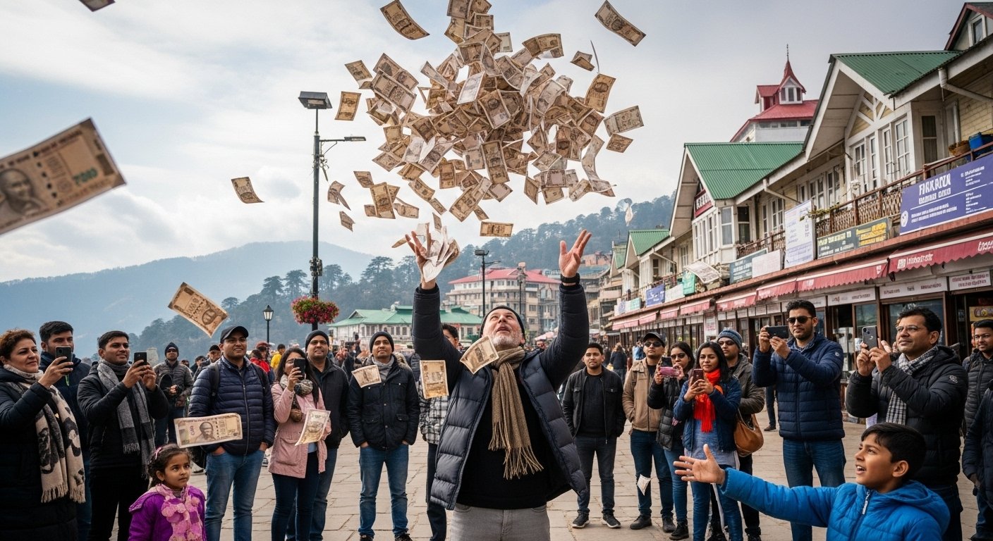 Shimla Tourist's Bizarre Act: Throws Thousands of Rupees in Air, Viral Video Escalates Controversy