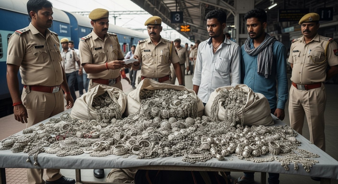 Major Action at PDD Upadhyay Junction: 18 Kg Silver Jewelry Recovered; Two Youths En Route from Varanasi to Buxar Detained