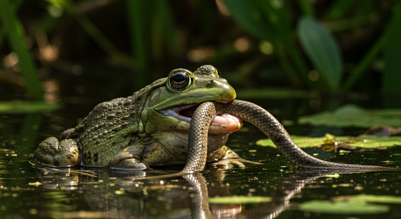 Nature's Wonder: Snake Went Hunting, Only to Be Swallowed Alive by a Frog!
