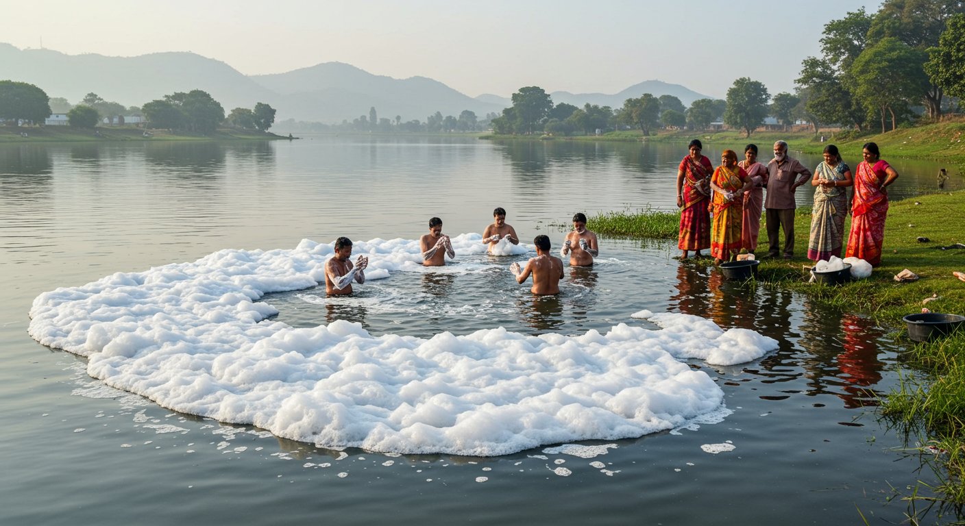 Viral Video: Shocking Video of People Bathing with Soap in Lake, Serious Threat to Environment!