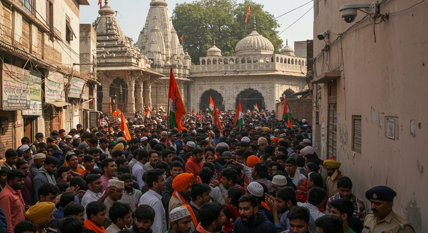 UP: Temple-Tomb Dispute Escalates Tension, Religious Slogans, Demand to Remove CCTV; 145 Booked