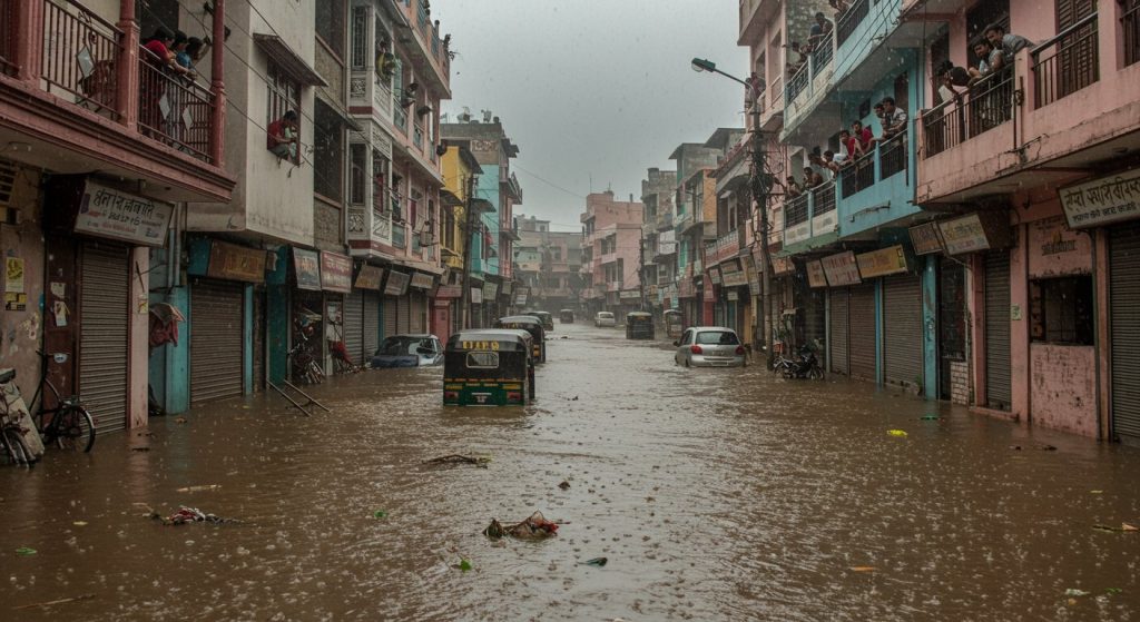 Nature's Fury in Bareilly: Torrential Rain Submerges City, Roads Turn into Rivers, People Trapped in Homes