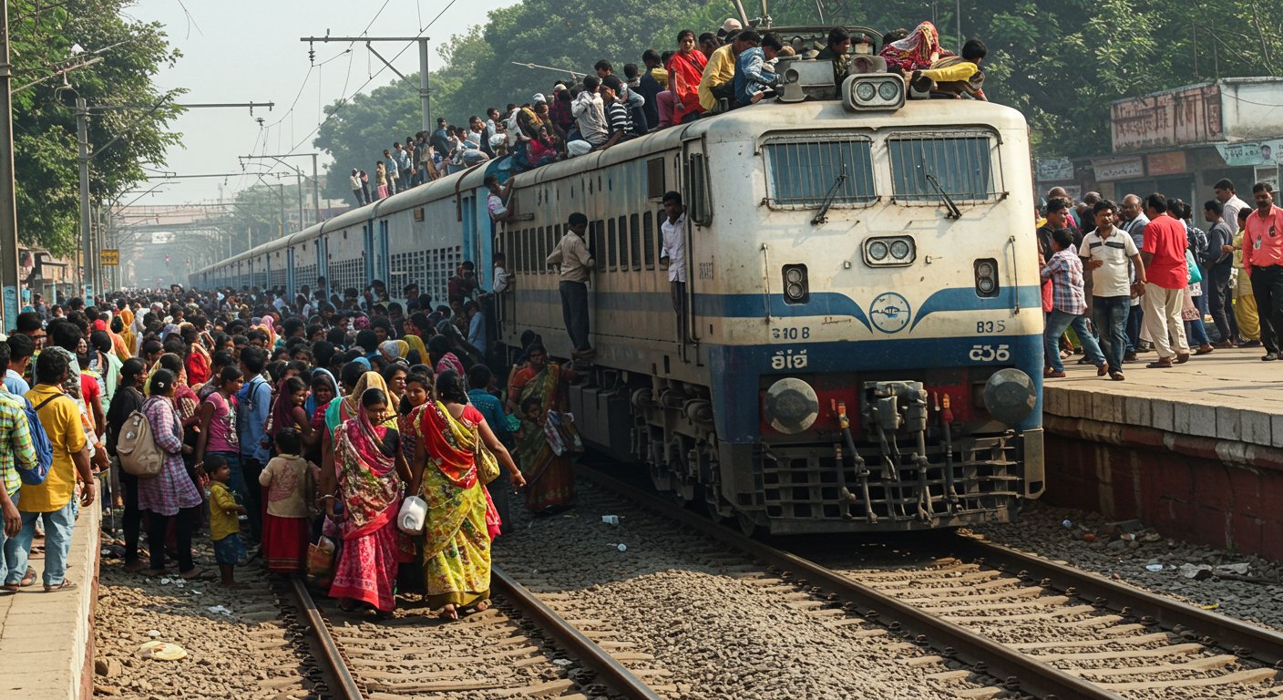 Train Stuck in Crowd, Driver Had to Get Off and Wait: Viral Video Sparks Outrage!