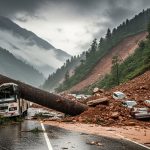 Devastating Rain and Landslides in Himachal: Tree Falls on Moving Bus Causes Chaos; Schools Shut in 4 Districts; Chandigarh-Manali Four-Lane Blocked; Vehicles Buried in Shimla-Kullu