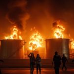 Ukraine's Drone Attack on Russia's Oil Depot: Fire Erupts; Two Russian Girls Filming Explosion Detained