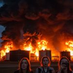 Ukraine's Drone Attack on Russian Oil Depot: Fire Erupts; Two Russian Girls Filming Explosion Detained