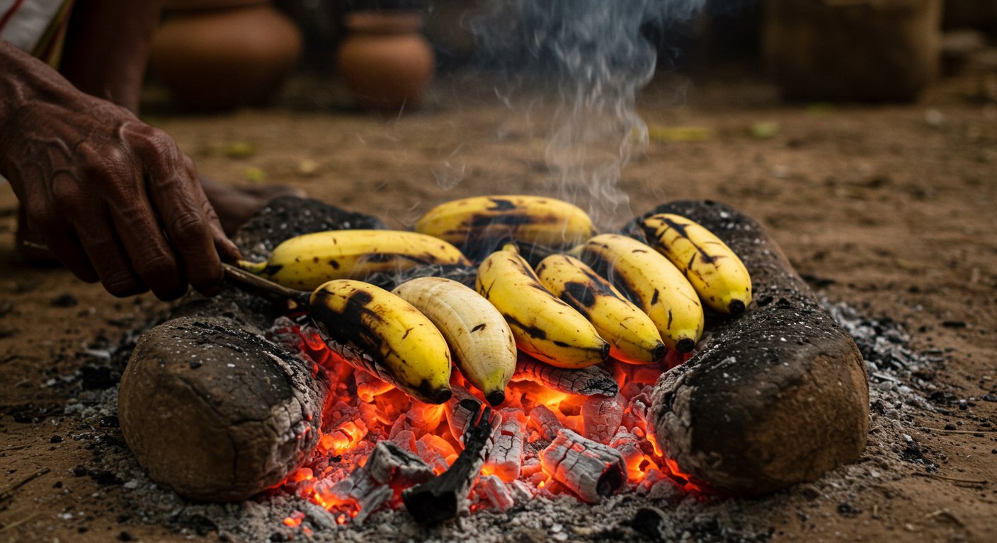 Bananas cooked on embers, then 'liquor' was made! Astonishing video goes viral