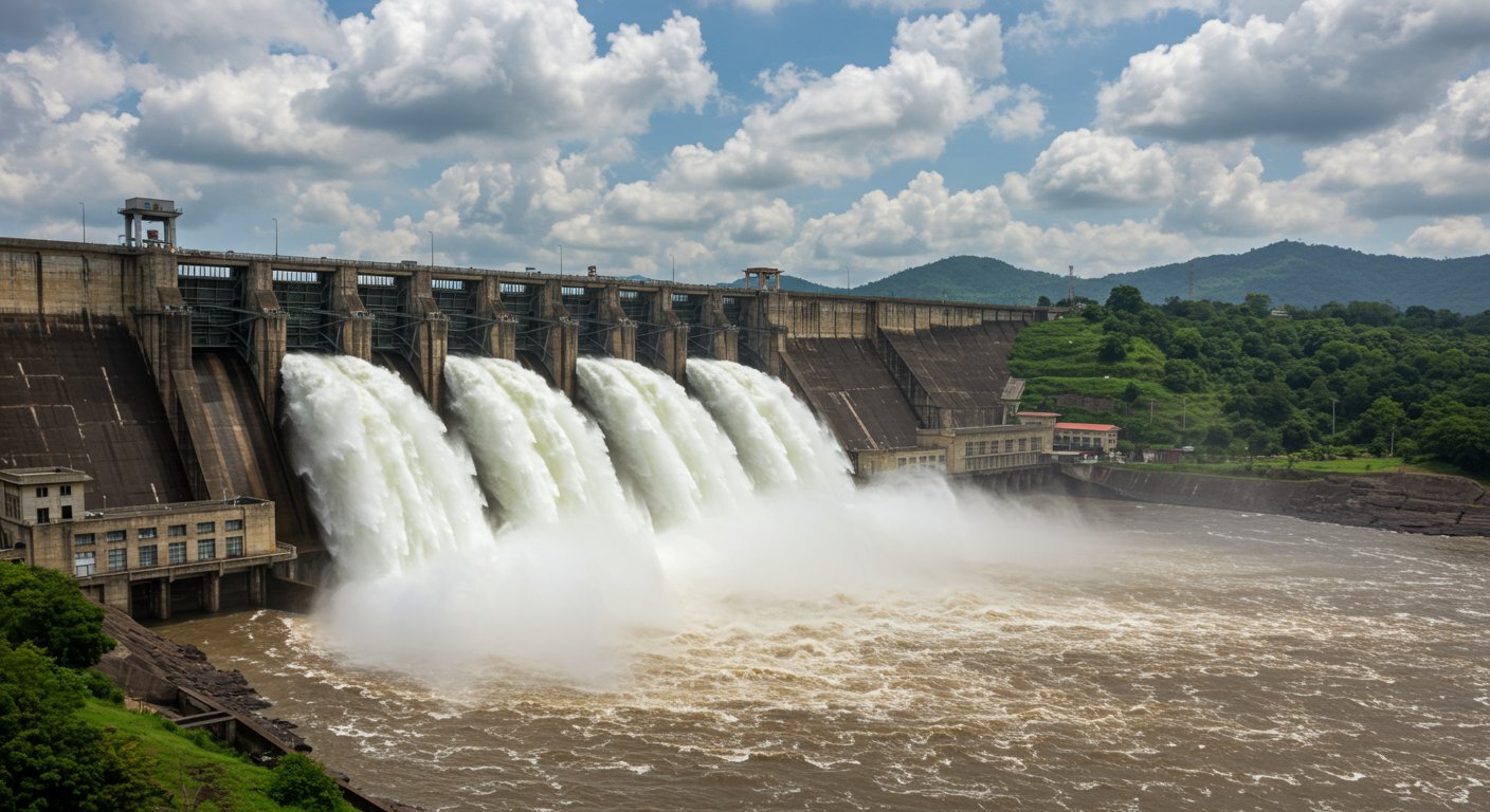 UP's largest Rihand Dam overflowing: 5 gates opened, 42,000 cusecs of water released, lower areas on alert