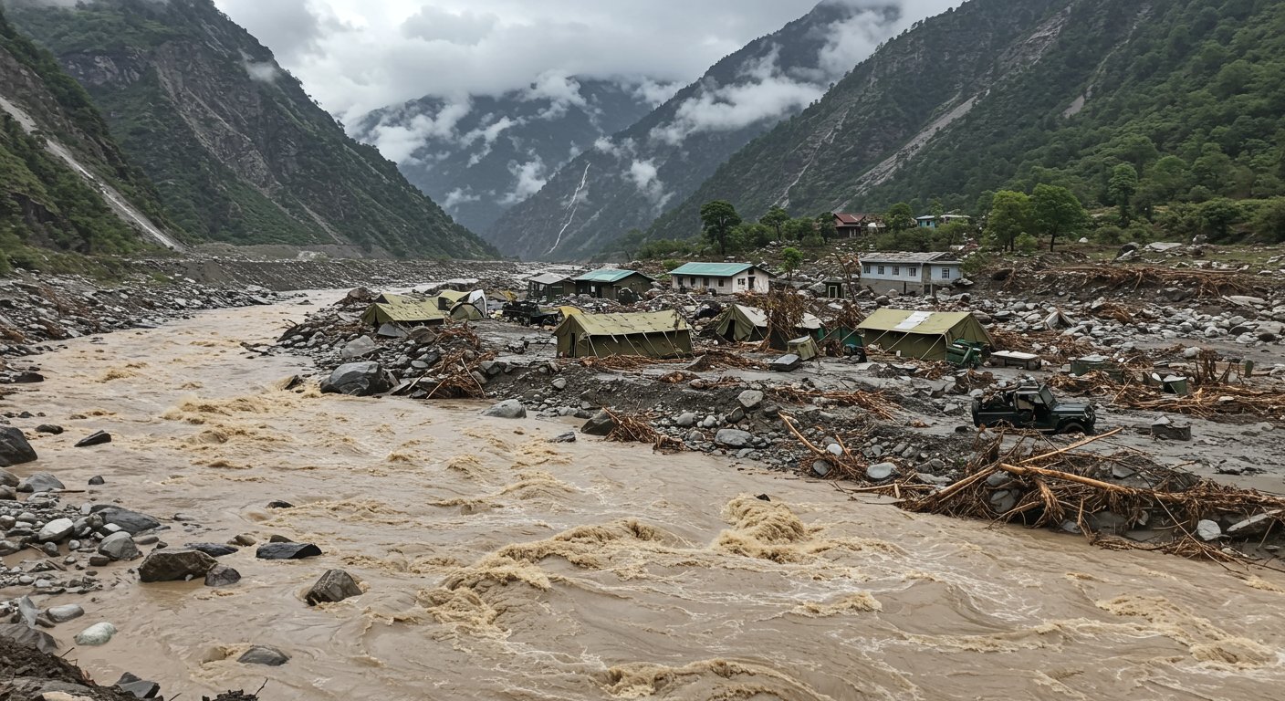 Devastation in Dharali, Uttarakhand from Devastating Cloudburst: 4 Dead, Over 50 Missing as Army Camp Washed Away