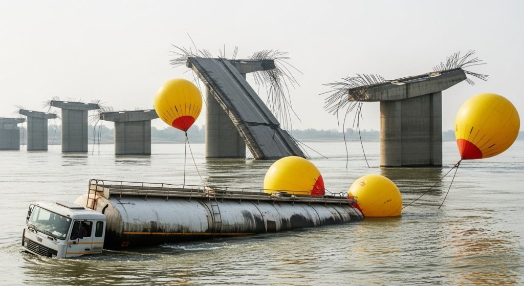 Vadodara Bridge Accident: Stuck Tanker Removed After 28 Days; 'Marine Balloon' Technology Proves Successful