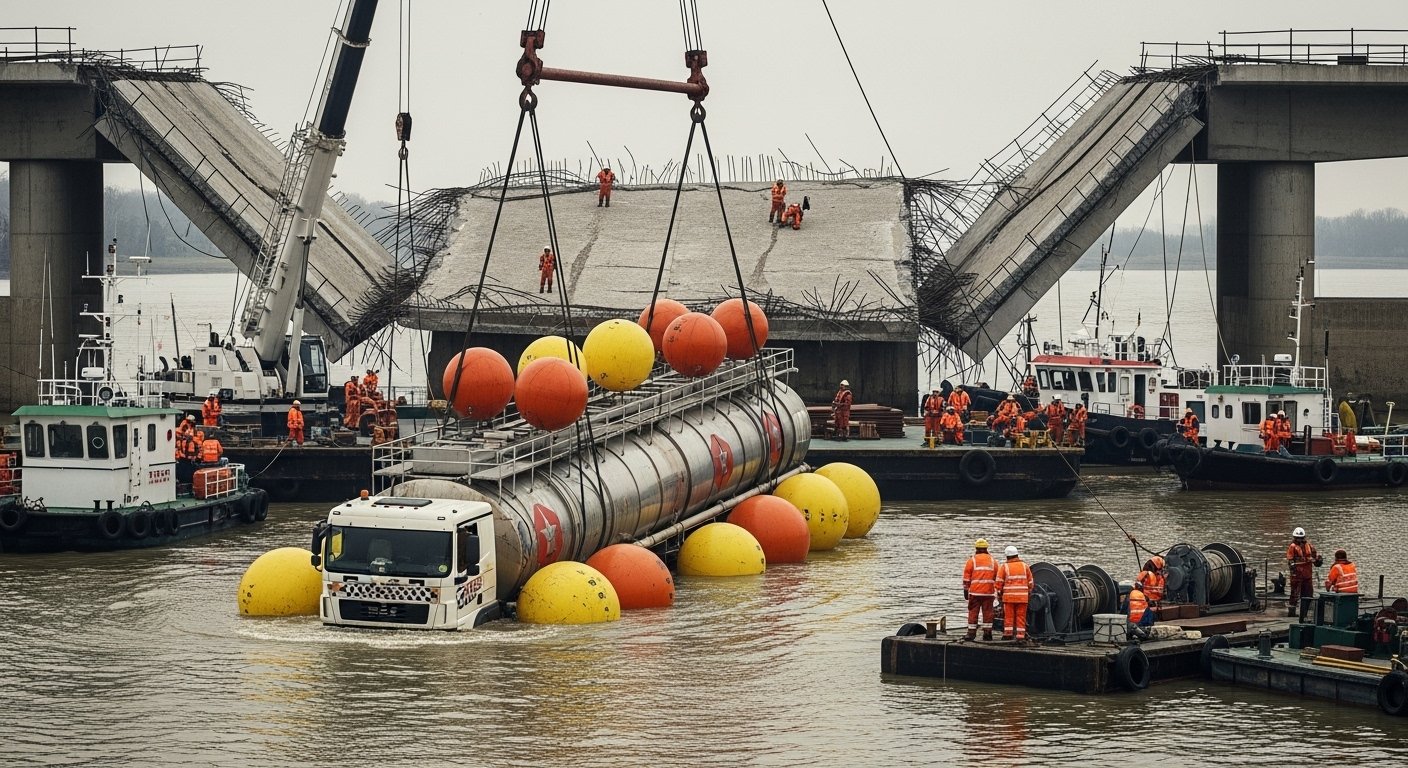 Vadodara Bridge Tragedy: Trapped Tanker Removed After 28 Days Using Marine Balloon Technique; 22 Lost Lives in the Accident