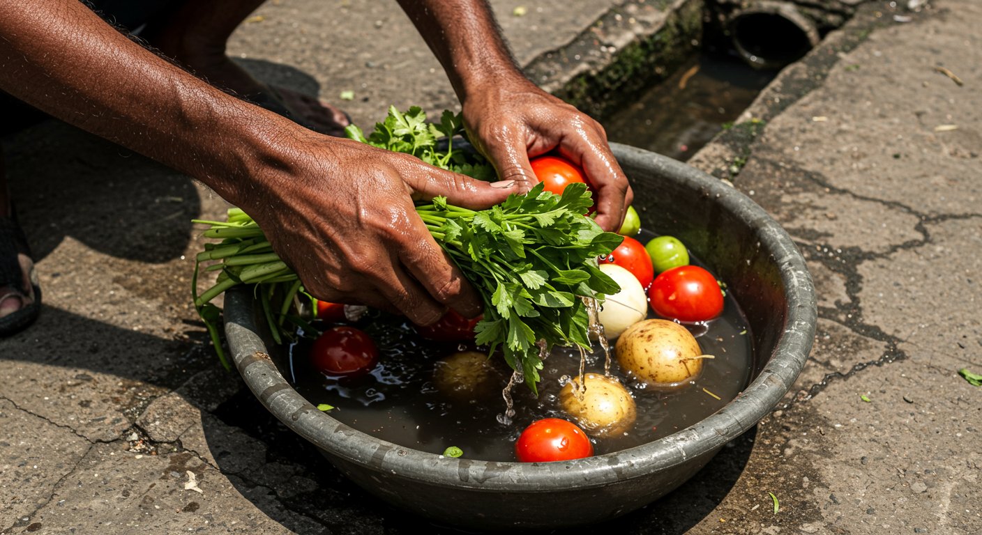 Shocking Revelation: The Vegetables You Bring Home Are Being Washed With Dirty Drain Water! Video Will Leave You Stunned!
