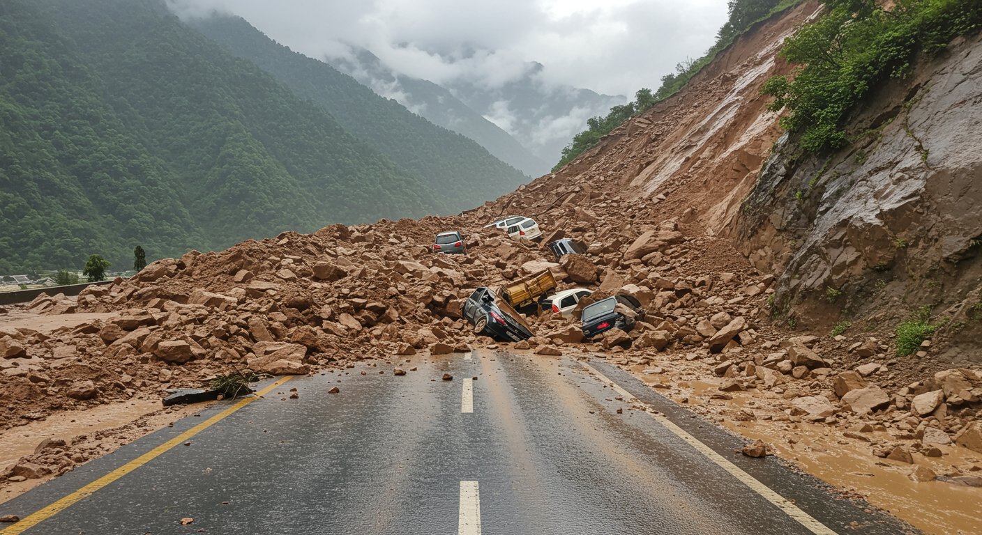 Shimla Landslide: Chandigarh-Manali Four-Lane Highway Reopened After 10 Hours, 4 Vehicles Buried in Debris; Orange Alert for Heavy Rain Issued Today As Well