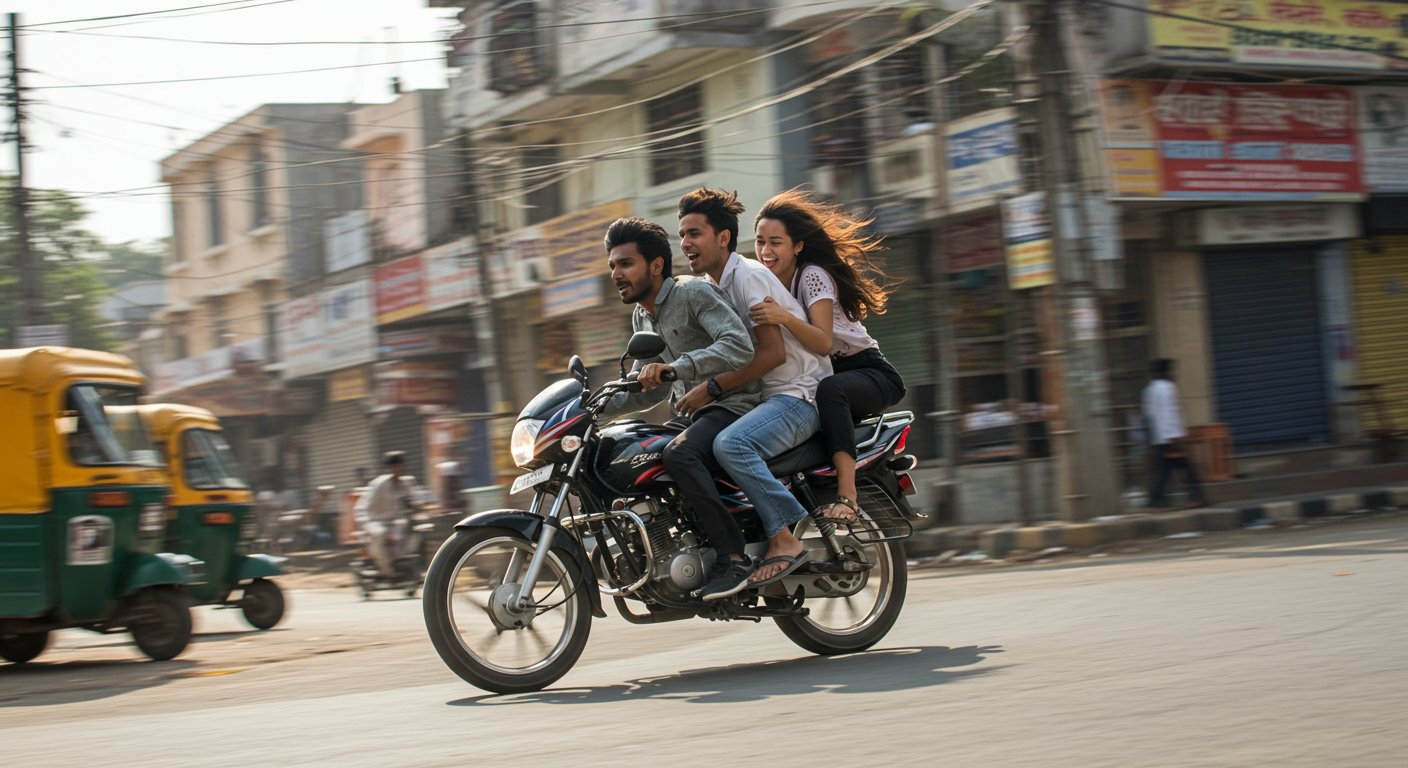 Bike rider with girlfriend makes sharp swerve upon seeing police; friend behind also gives the slip; video goes viral!