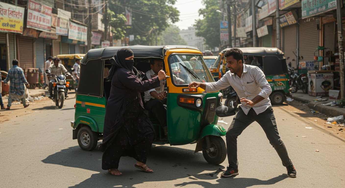 Sensational Viral Video: Woman in Burqa Beats Auto Driver on Street, Pleads 'Stop the Video'!