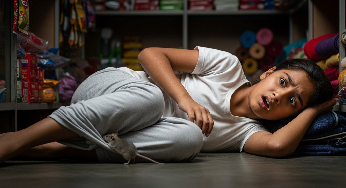 A rat crawled into the pants of a girl sleeping in a shop; video terrifies viewers!