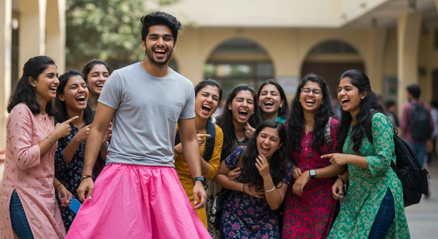 Boy Arrives at College Wearing a Skirt, Girls' Laughter Unstoppable: Video Creates a Stir!