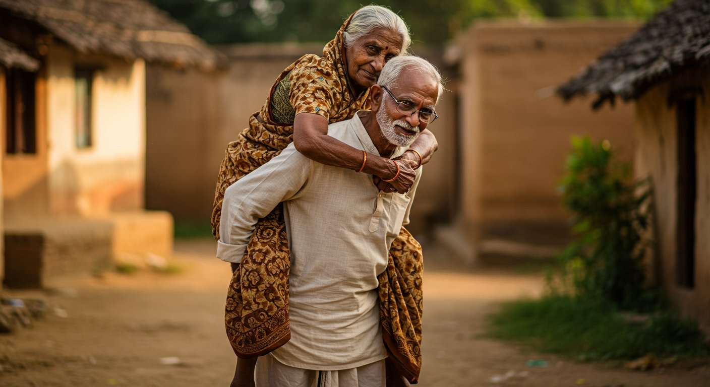 Grandpa's Amazing Feat in Old Age! Carries Grandma on His Back, Video Viewers Say 'True Love!'