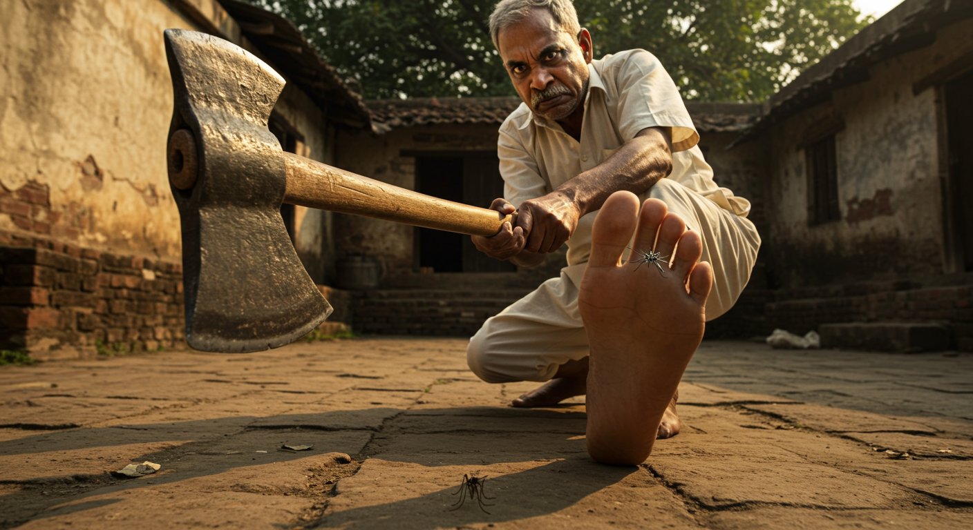 Killed a Mosquito on Leg with an Axe, Video Goes Viral, People Say 'This is the Limit!'