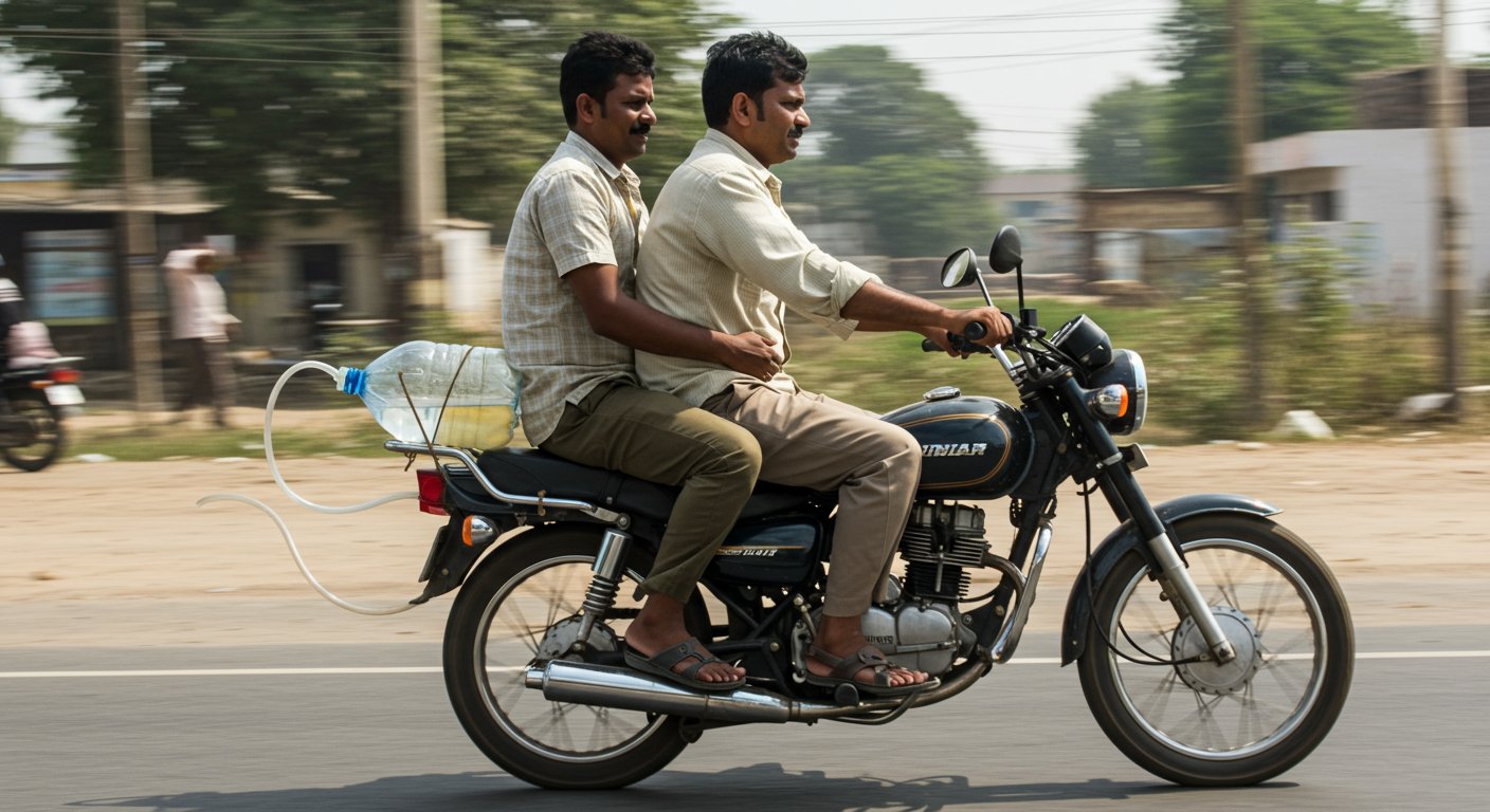 Riding Bike with Petrol in Bottle! Viral Video Raises Safety Concerns