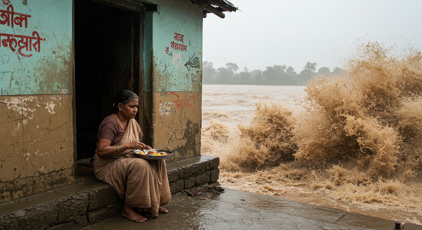 Viral Video: House Swept Away by River Outside Home, How Did it Endanger the Life of the Woman Eating Breakfast at the Doorway?