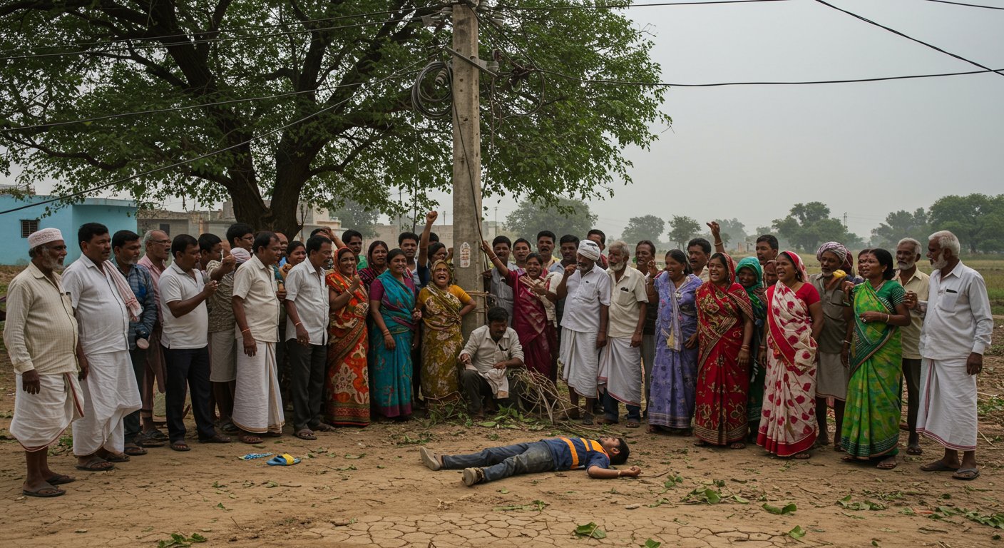 Contractual power employee fell while cutting tree, anger erupted against SDO and department after death: Video viral