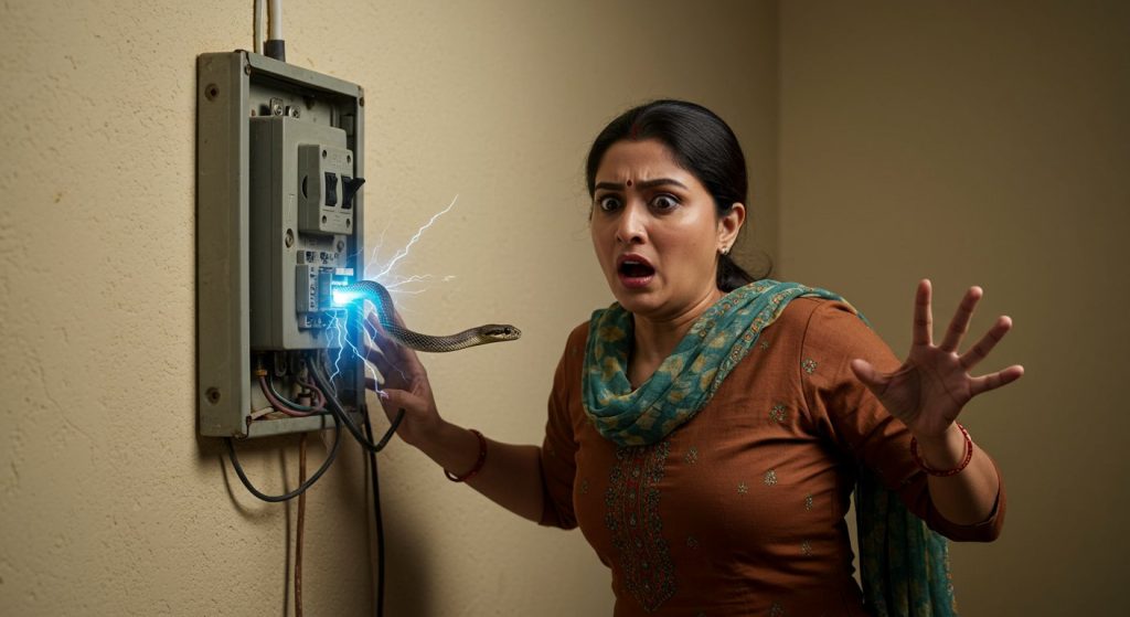 Viral Video: Snake on an electrical board, woman who went to catch it suffers major accident!