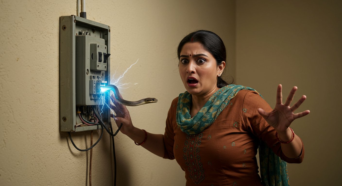Viral Video: Snake on an electrical board, woman who went to catch it suffers major accident!