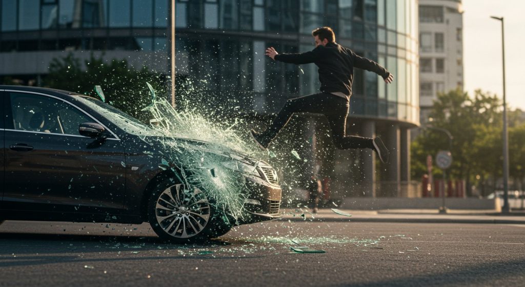 Viral Video: Person jumped from building onto car, smashed the glass and got inside; what happened next will shock you!