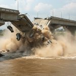 Tawi River Bridge Collapses Suddenly Amidst Moving Vehicles; Horrific Scene Unfolds, Probe Begins After Video Goes Viral.