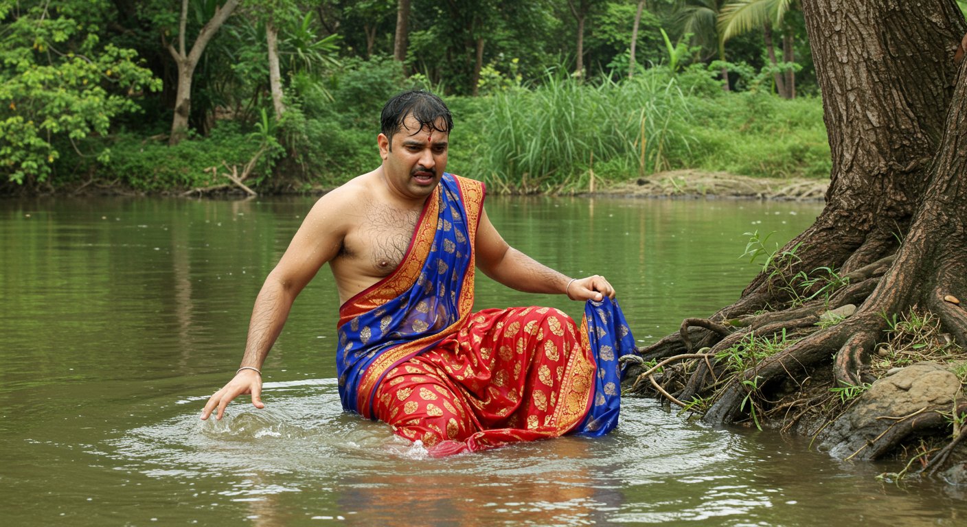 Jumping into the river dressed in women's clothes proved costly; the man made one mistake and this is what happened!