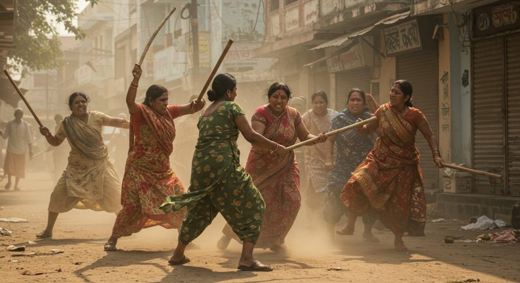 Viral Video: Women's Gang in Bloody Brawl with Sticks and Clubs, Beat Each Other on the Street in Filmy Style – You'll Be Shocked!