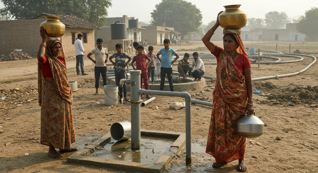 Water Crisis Deepens in Sonbhadra: 'Har Ghar Nal' Scheme Stalled in 284 Villages, Employees on Protest for Two Days