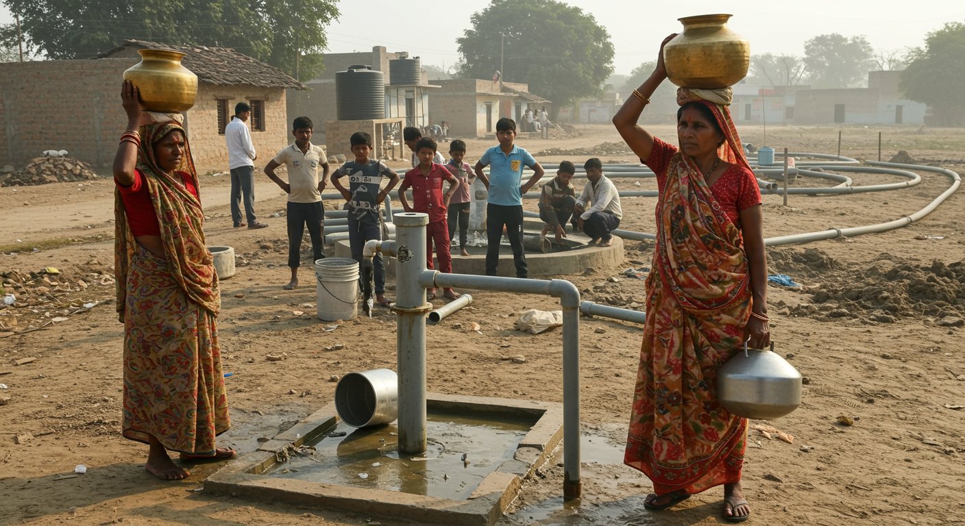 Water Crisis Deepens in Sonbhadra: 'Har Ghar Nal' Scheme Stalled in 284 Villages, Employees on Protest for Two Days