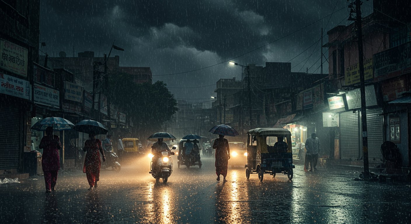 Torrential Rain for Second Consecutive Day in Bareilly, Dense Clouds Cause Darkness; Met Department Issues Yellow Alert