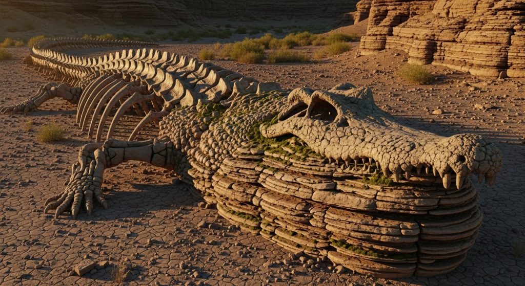 The truth about the viral photo: Is this an old rock or the skeleton of a giant crocodile?