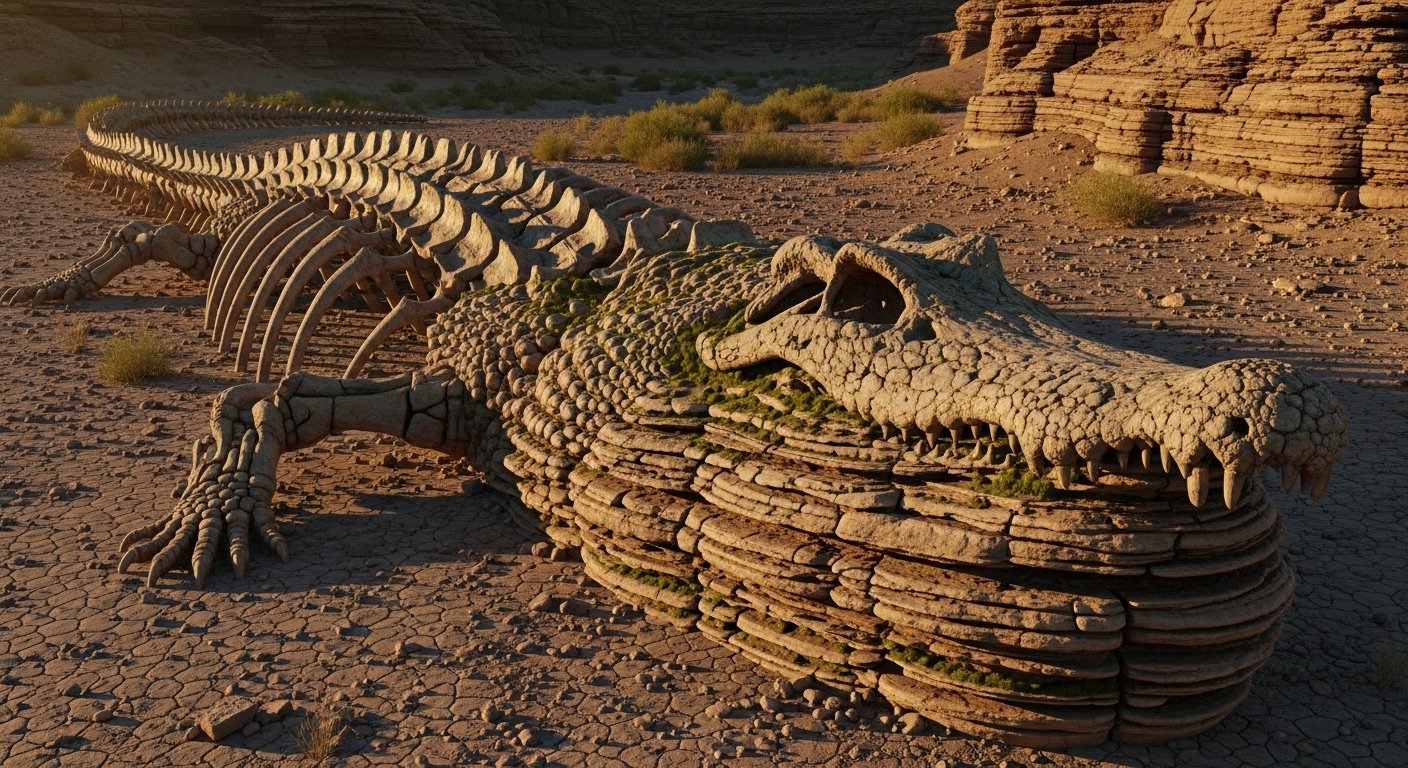 The truth about the viral photo: Is this an old rock or the skeleton of a giant crocodile?