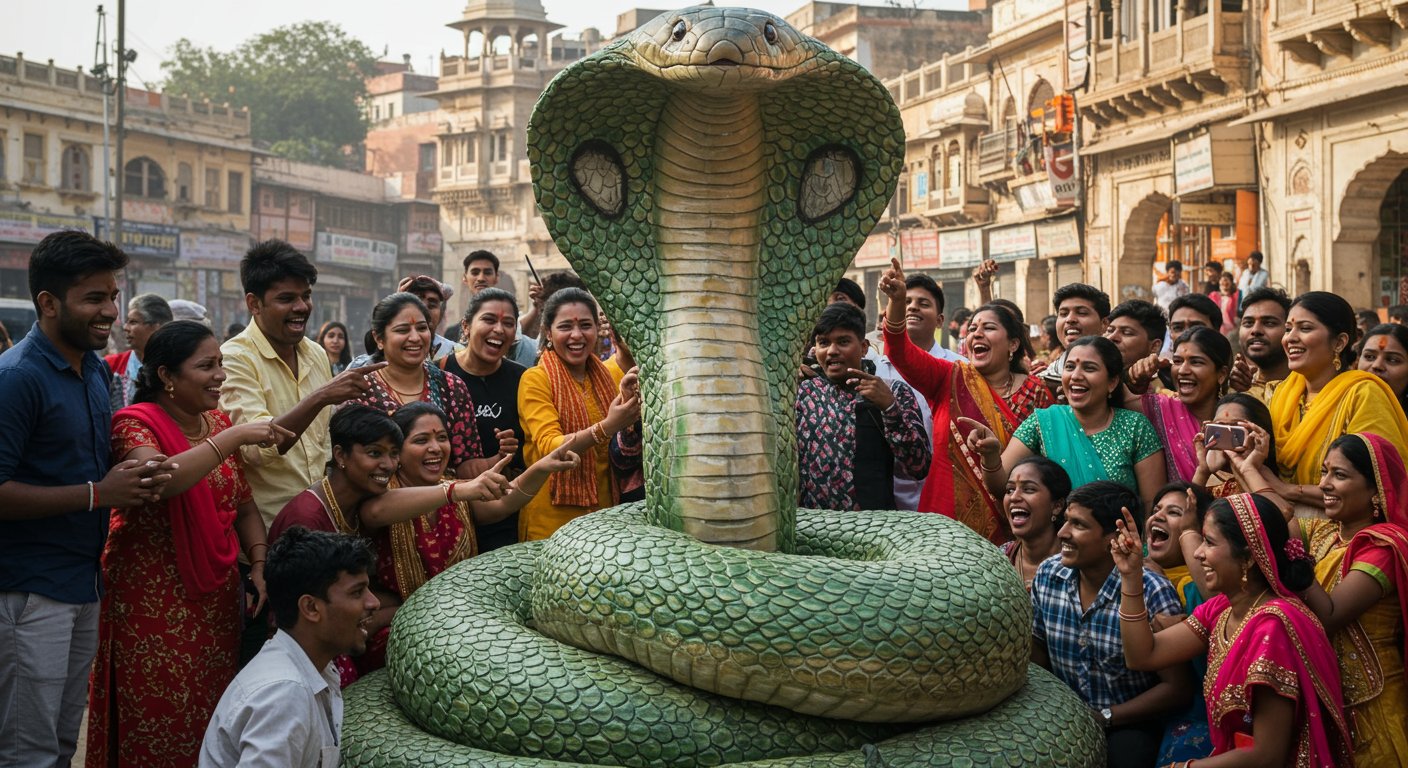 Man Takes Form of Giant Serpent, People Ask 'Where Did This Serpent King Come From?' - Video Goes Viral!