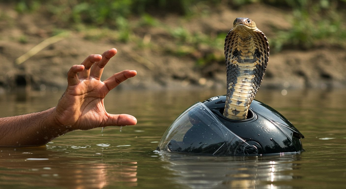 Venomous Snake Emerged As Man Removed Helmet! Viral Video Causes Stir