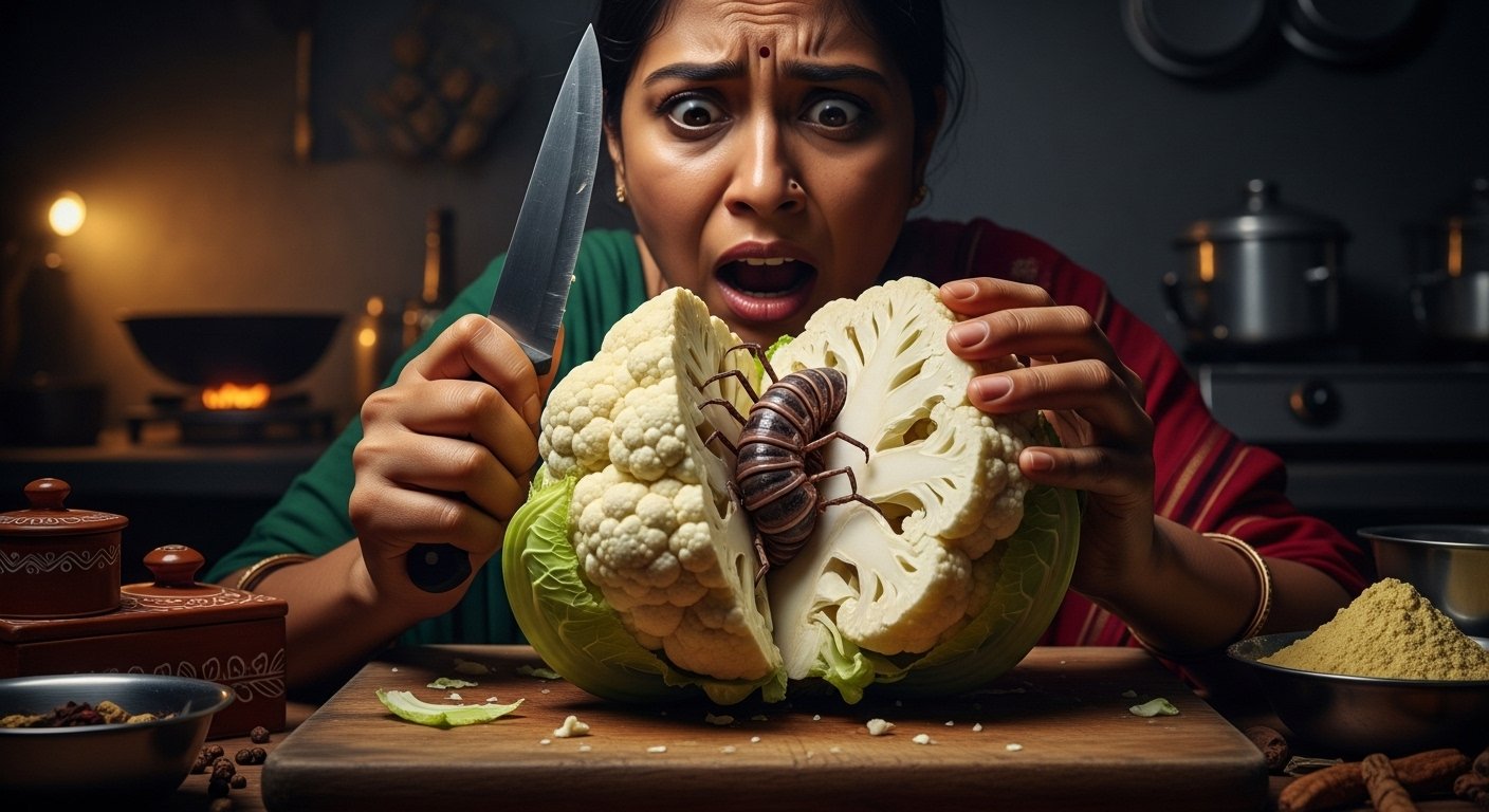 A woman went to make pakoras from cauliflower, but found something inside that blew her mind!