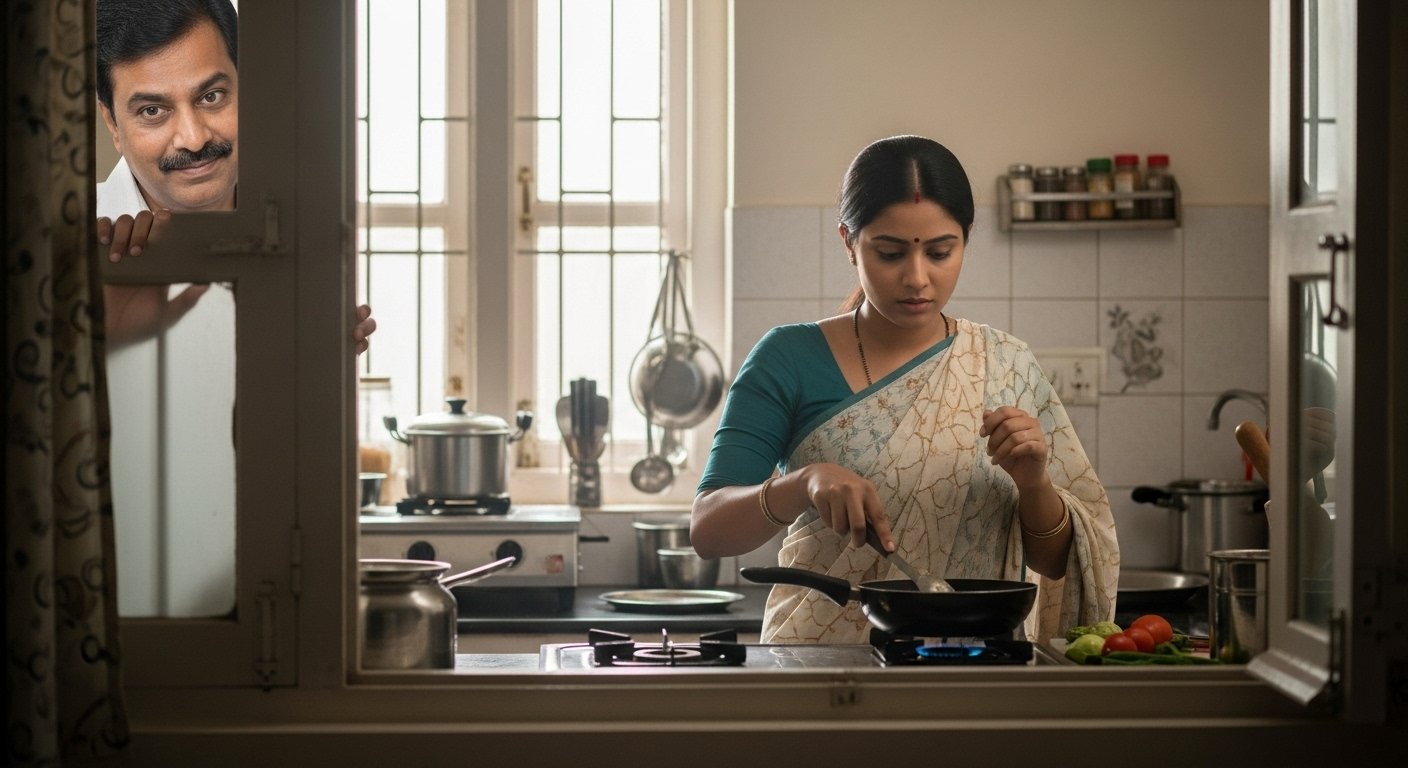 Woman Making Breakfast In Kitchen, Middle-Aged Neighbor Commits Indecent Act From Window, Then Big Revelation!