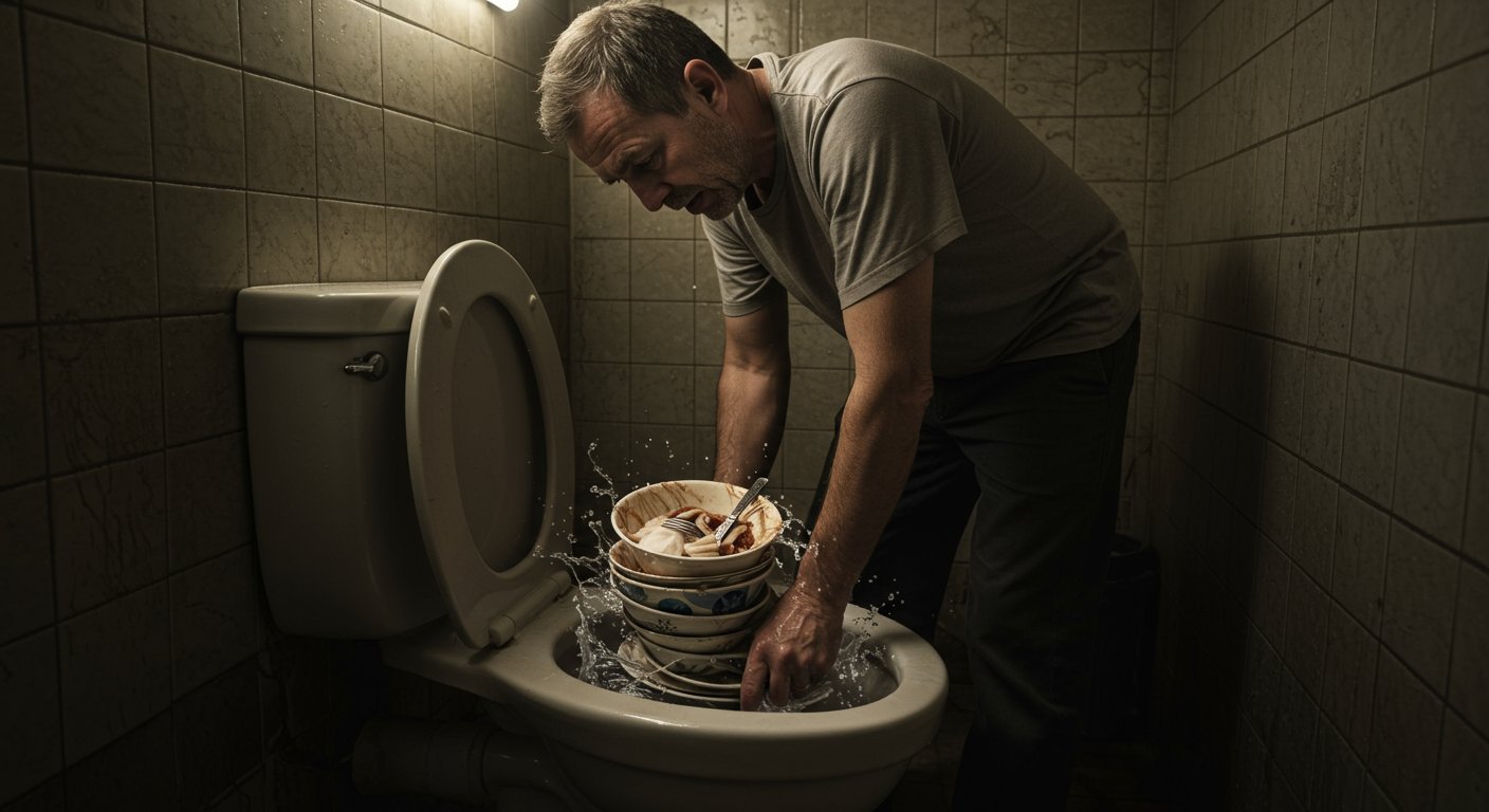 Incredibly Disgusting Act! Man Washes Dirty Dishes In Toilet, Video Leaves People Stunned