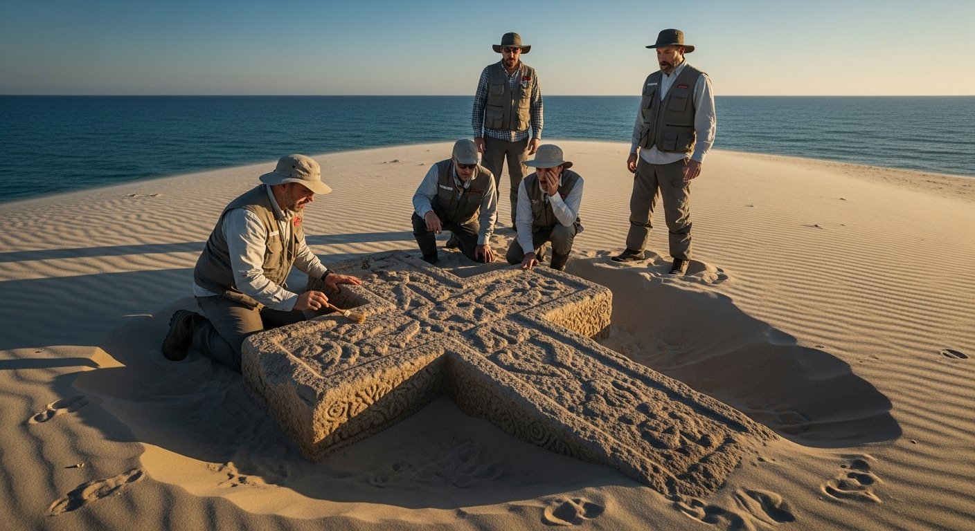 1400-year-old cross found on mysterious sand island, surprising even scientists!