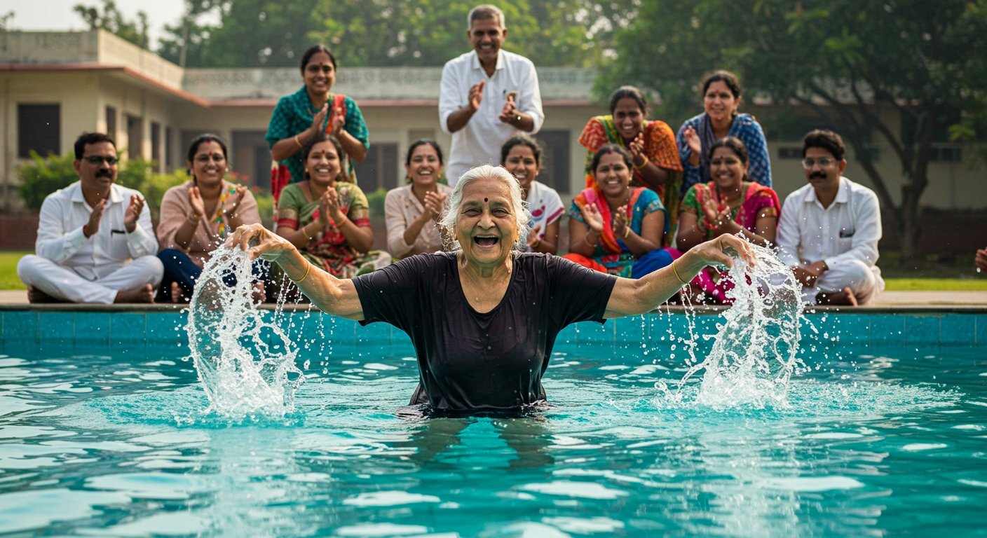 125-year-old grandmother in Bokaro amazed in swimming, video went viral!