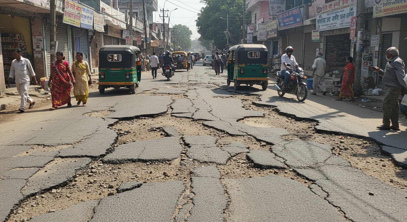यूपी में टूटी सड़कों से जनता बेहाल, सीएम योगी सख्त: बोले – ठेकेदारों से गारंटी में ही कराओ मरम्मत