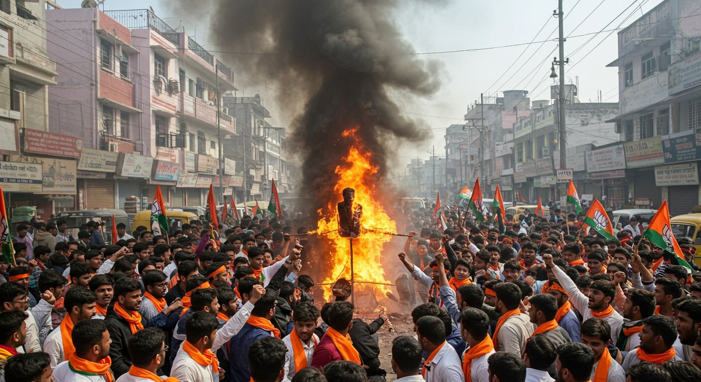 ABVP Enraged Over OP Rajbhar's Statement: Burns Effigy, Blocks Roads in Lucknow, Demands Resignation