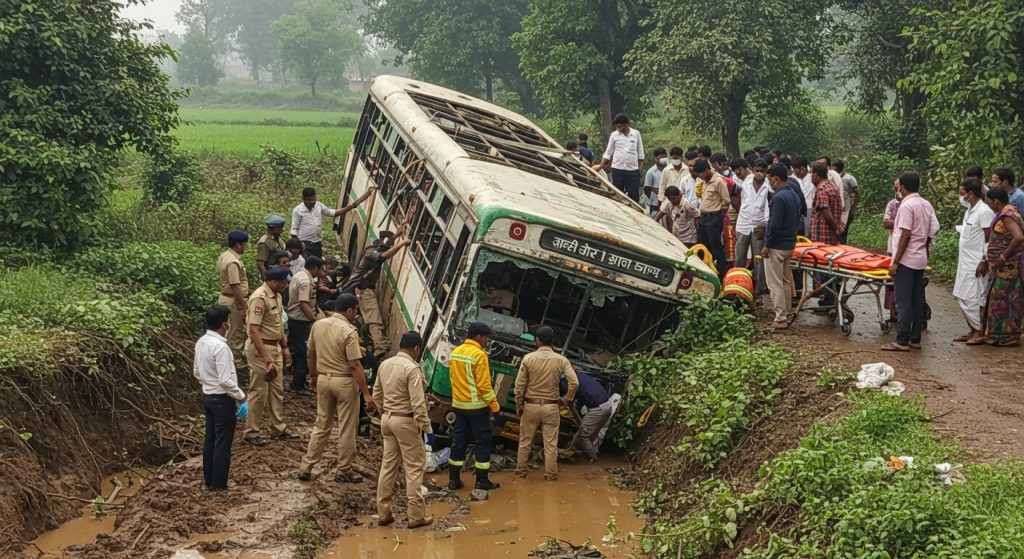 Tragic Accident: Speeding Roadways Bus Plunges into Ditch in Lucknow, 5 Killed, 19 Injured
