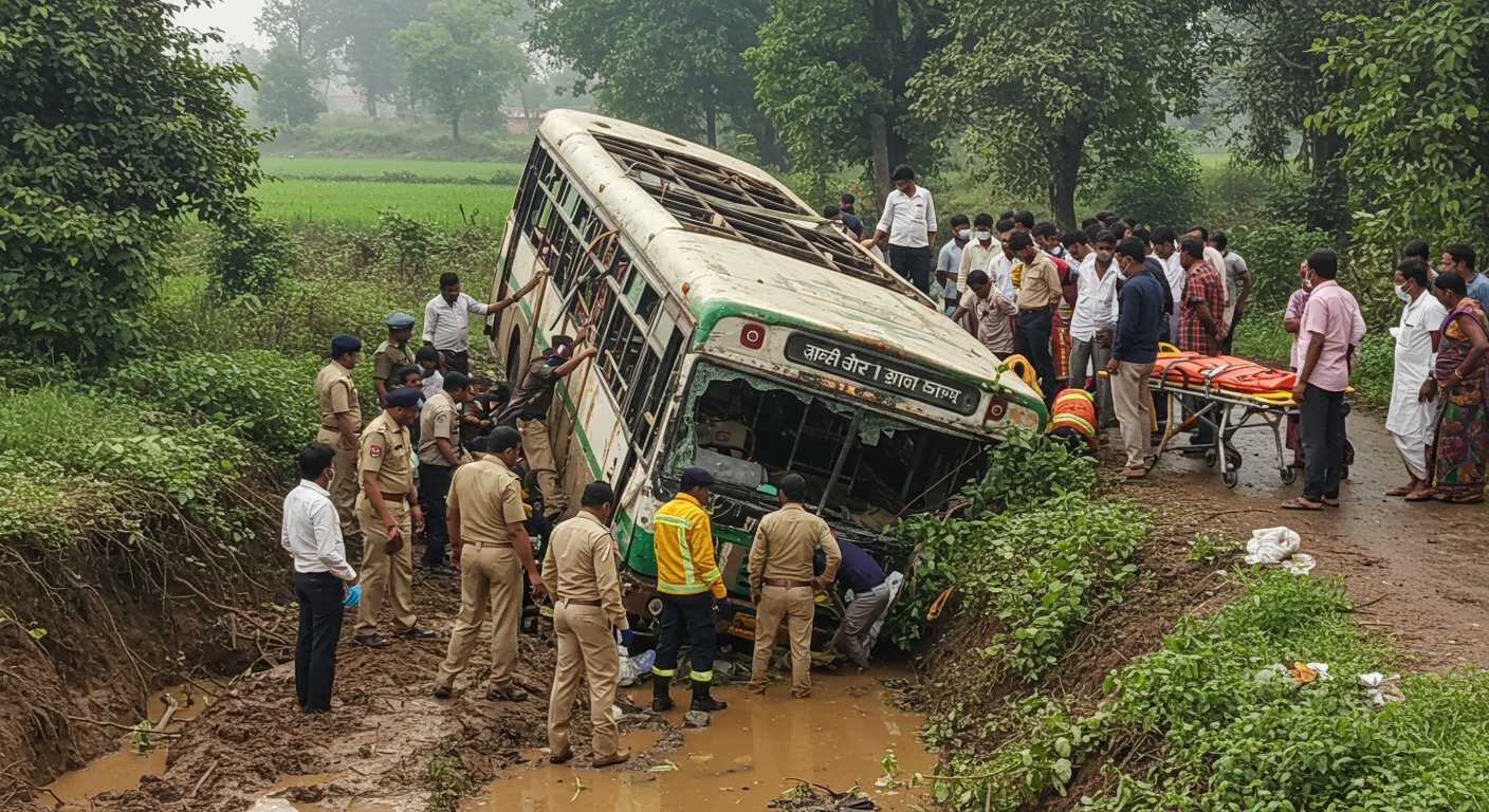 Tragic Accident: Speeding Roadways Bus Plunges into Ditch in Lucknow, 5 Killed, 19 Injured