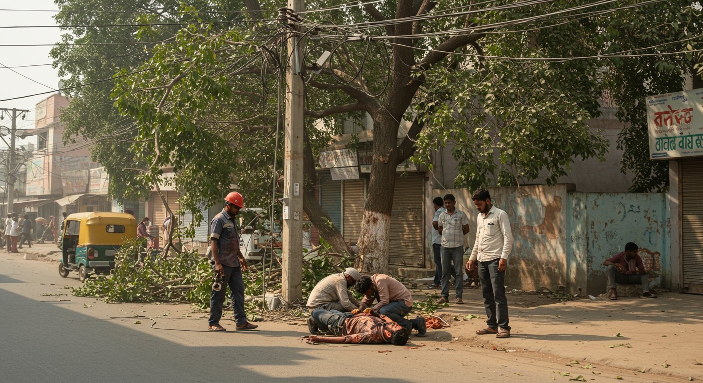 Moradabad: Three power workers burned while trimming trees, a major accident due to lack of safety equipment.